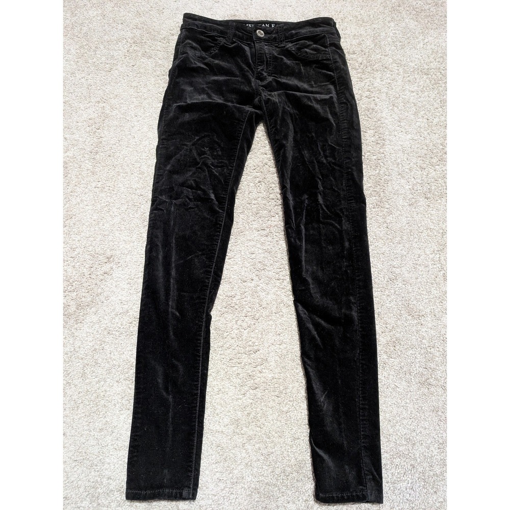 American Eagle‎ Jeggings Womens 0 Black Super Stretch Velvet  Skinny Pants